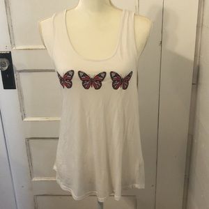 NWOT Razor Tank Top White with Butterflies Size Medium